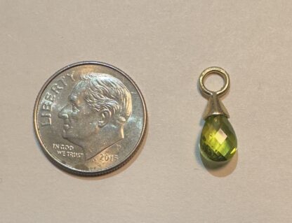 10K Solid Yellow Gold Briolette Cut Natural Green Peridot Gemstone Solitaire Pendant - Image 2